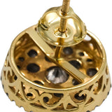 14k Yellow Gold Round Diamond Cluster Screw Back Stud Earrings 3.0CT