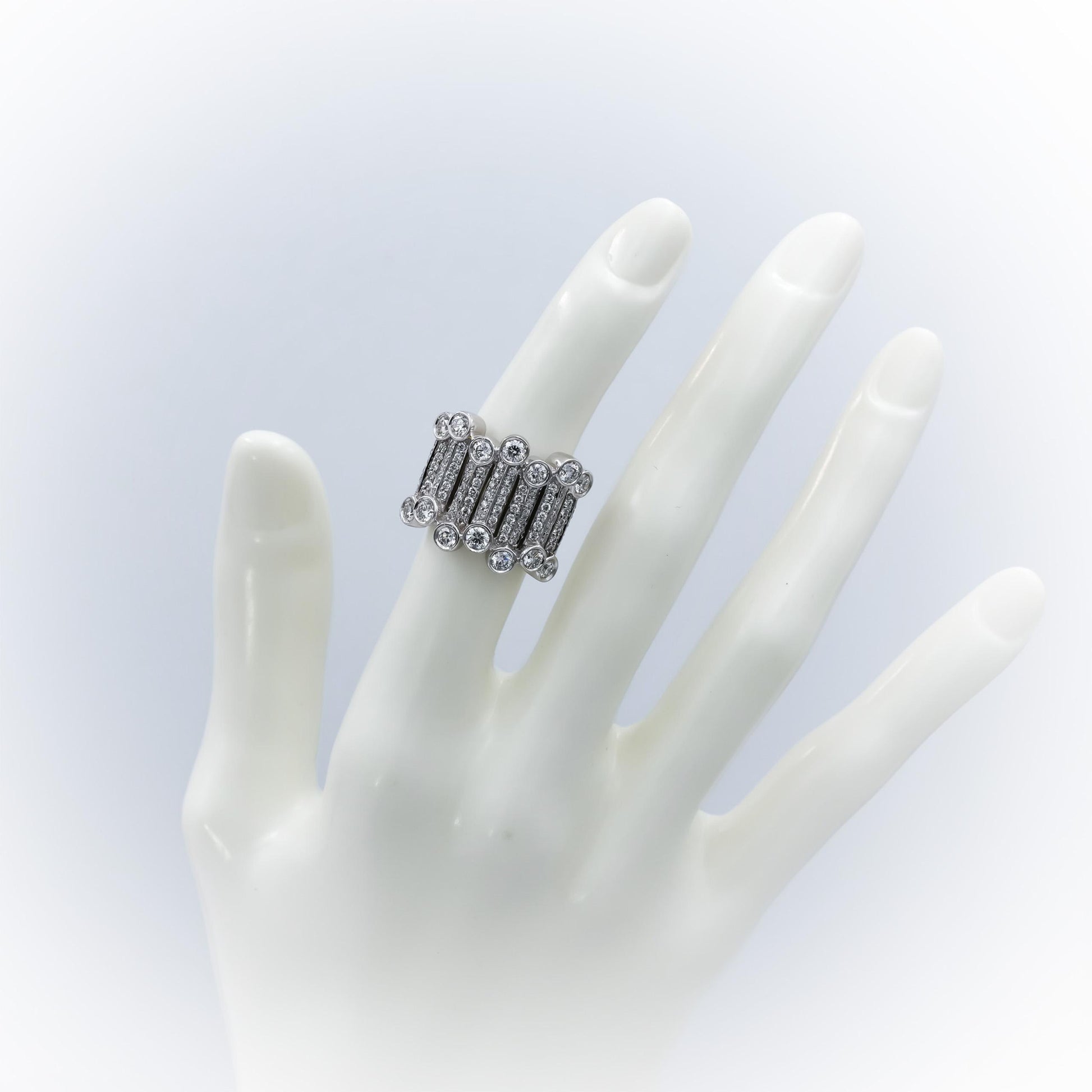 SONIA B 14k White Gold VS Round Diamond Cocktail Ring 2.0CT Size 5.25