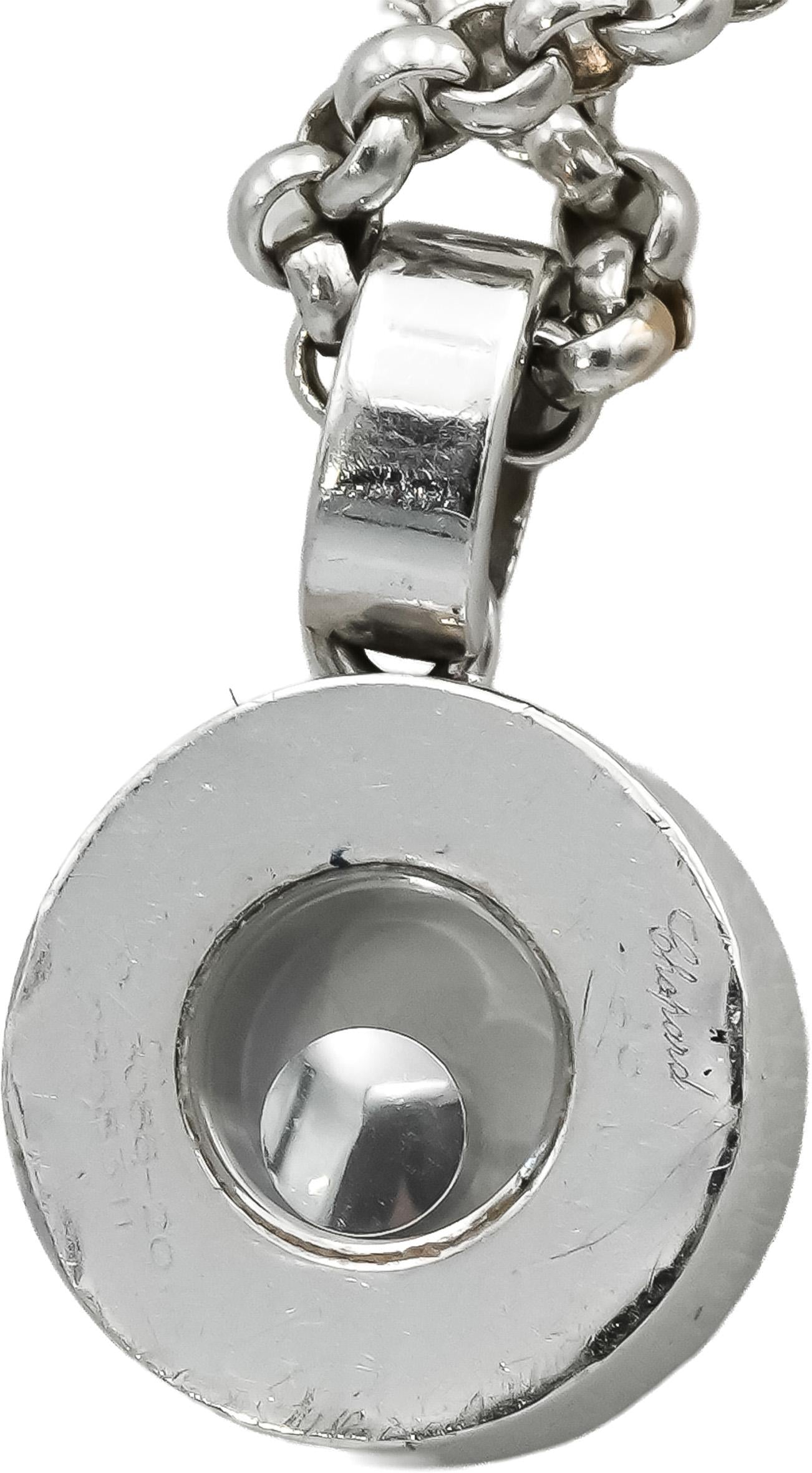 CHOPARD 18k White Gold Happy Spirit Floating Diamond Pendant Necklace