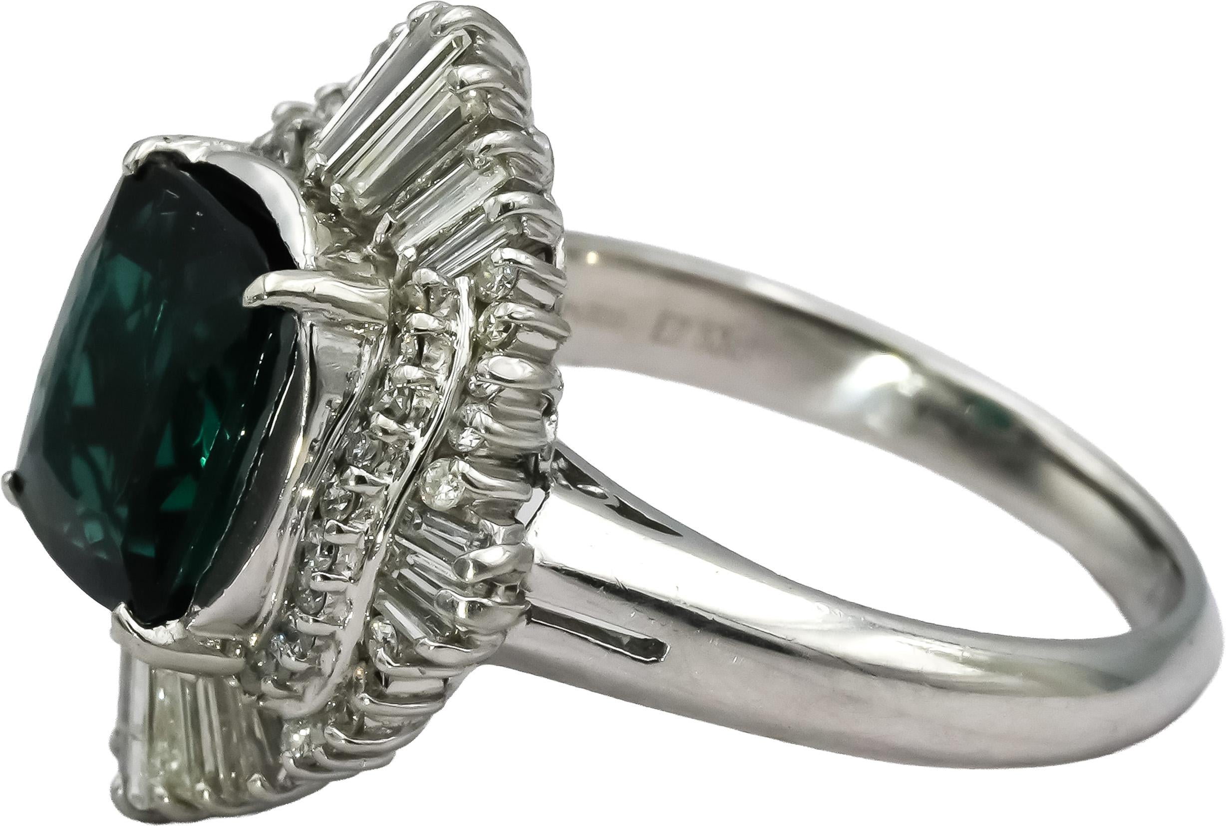 Platinum Tourmaline & VS Diamond Cocktail Ring 3.31CT Size 8