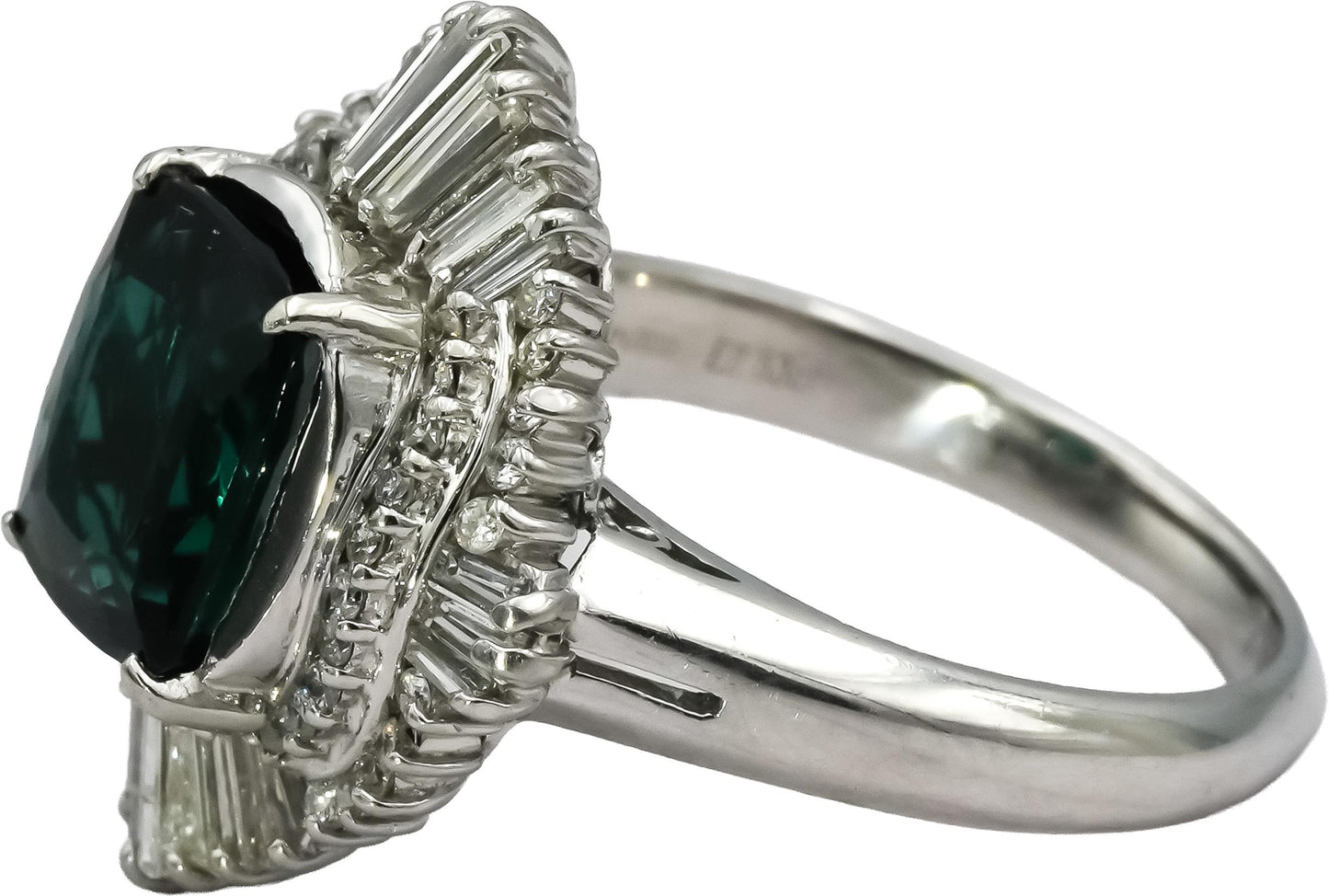 Platinum Tourmaline & VS Diamond Cocktail Ring 3.31CT Size 8