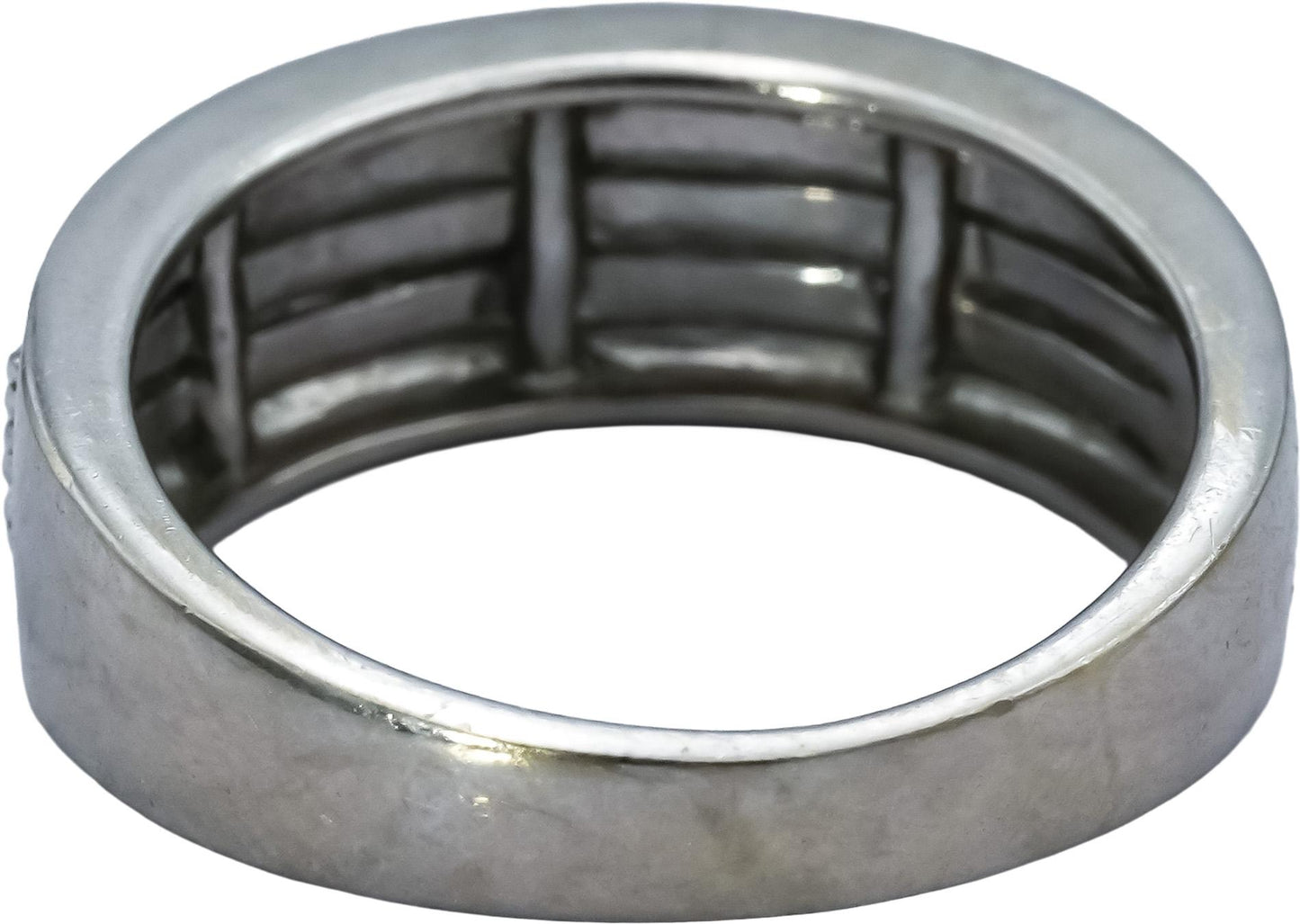 14k White Gold Round Diamond Three-Row Band Ring 0.40CT Size 6.75