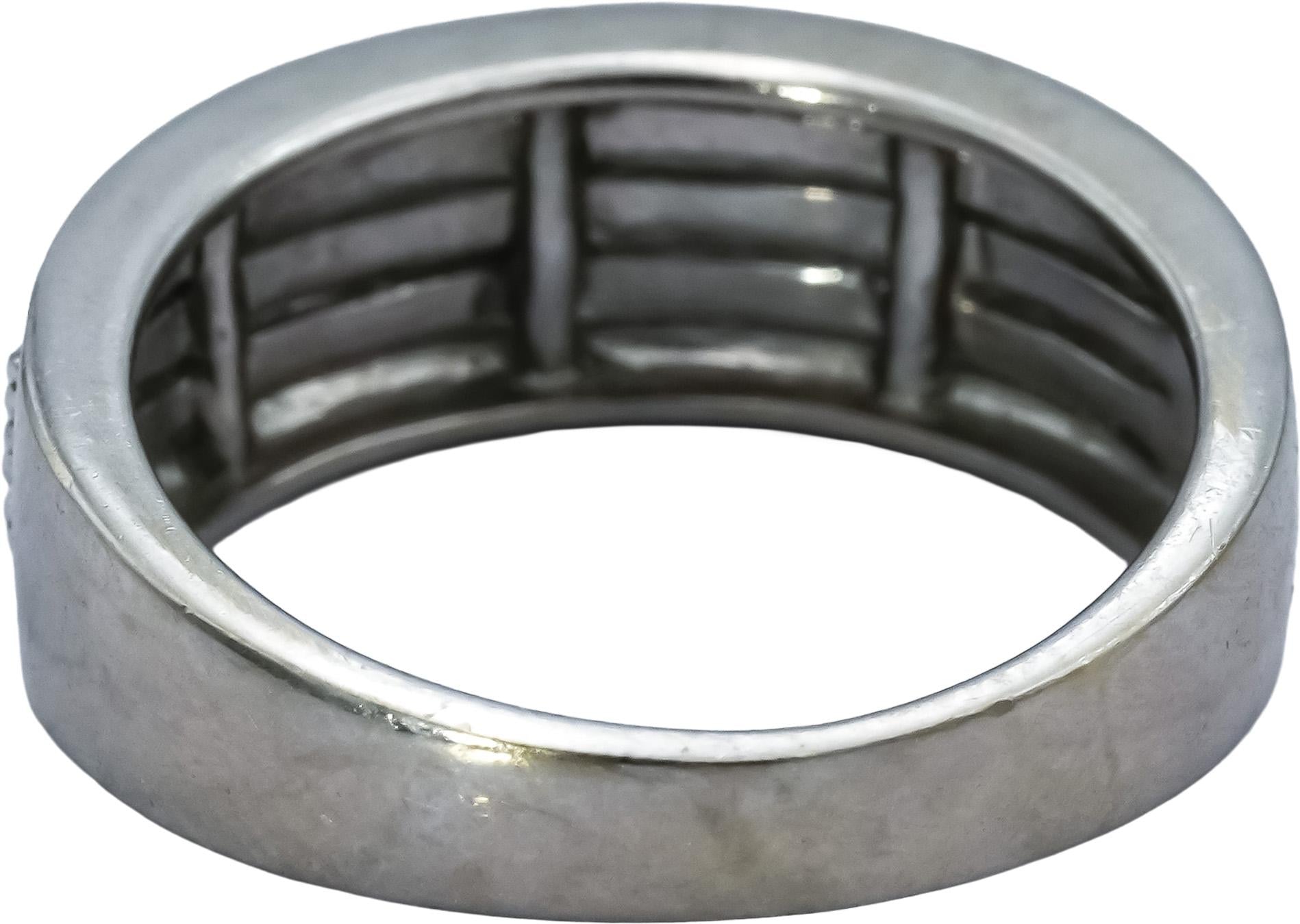 14k White Gold Round Diamond Three-Row Band Ring 0.40CT Size 6.75