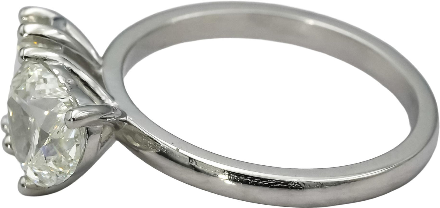 GIA Certified 18k White Gold Emerald & Heart Cut Two Stone Diamond Ring 2.88CT
