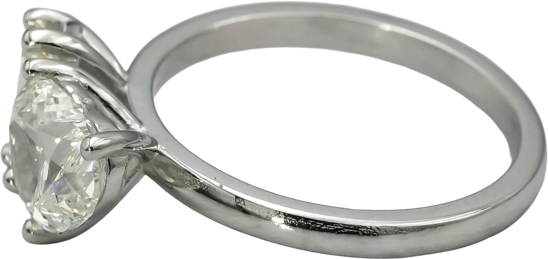 GIA Certified 18k White Gold Emerald & Heart Cut Two Stone Diamond Ring 2.88CT