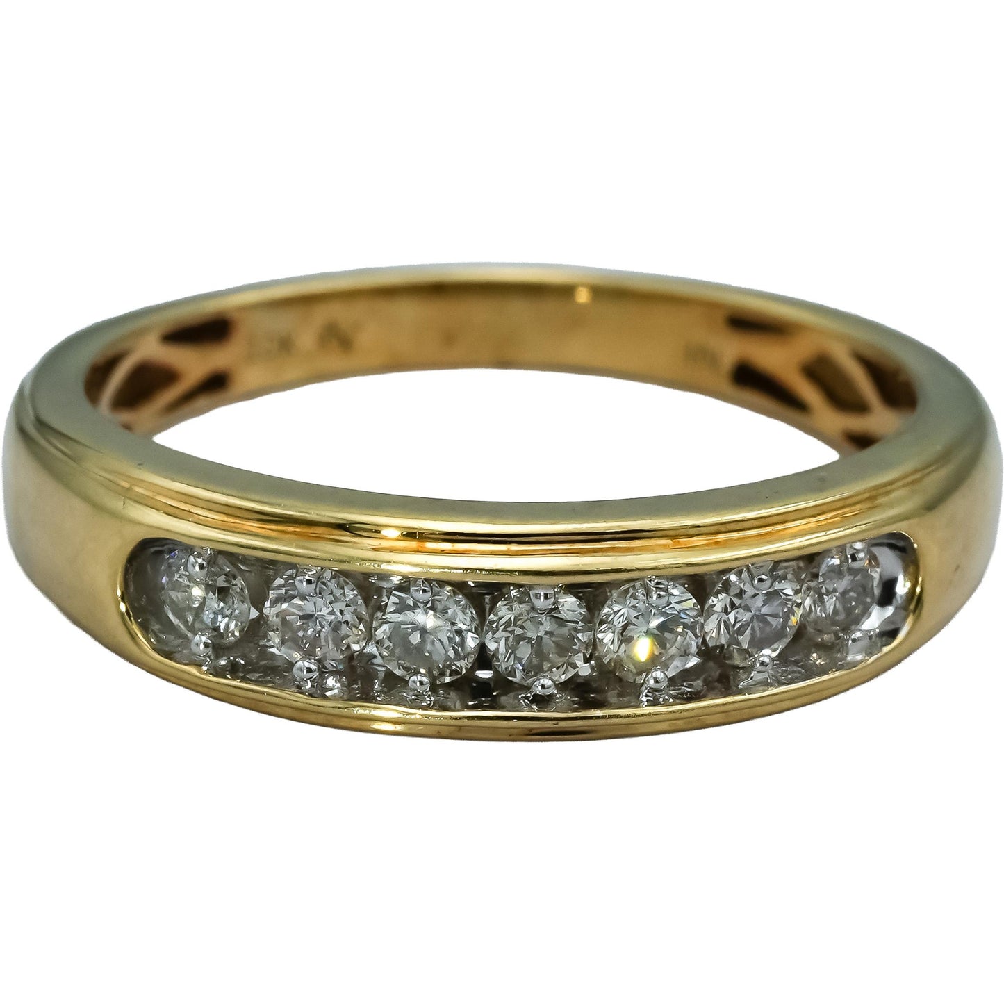 10k Yellow Gold Round Channel Set Diamond Band Ring 0.50CT Size 10
