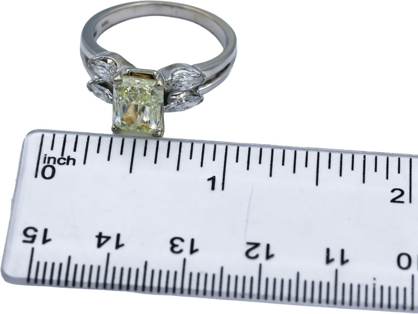 GIA 14k White Gold Radiant Cut Diamond Engagement Ring 3.61CT Size 8.75