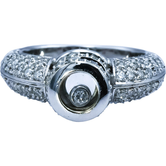 18k White Gold Round Floating Diamond Ring 1.0CT Size 7