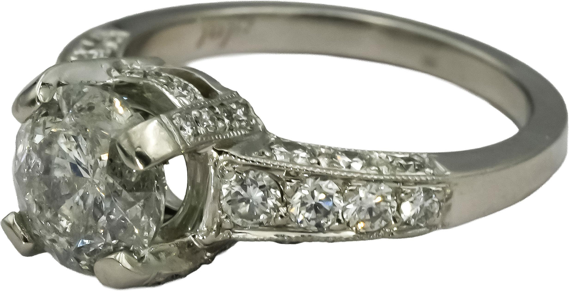 Platinum Round Diamond Engagement Ring 2.58CT w/ 2.08CT Center Size 6.5