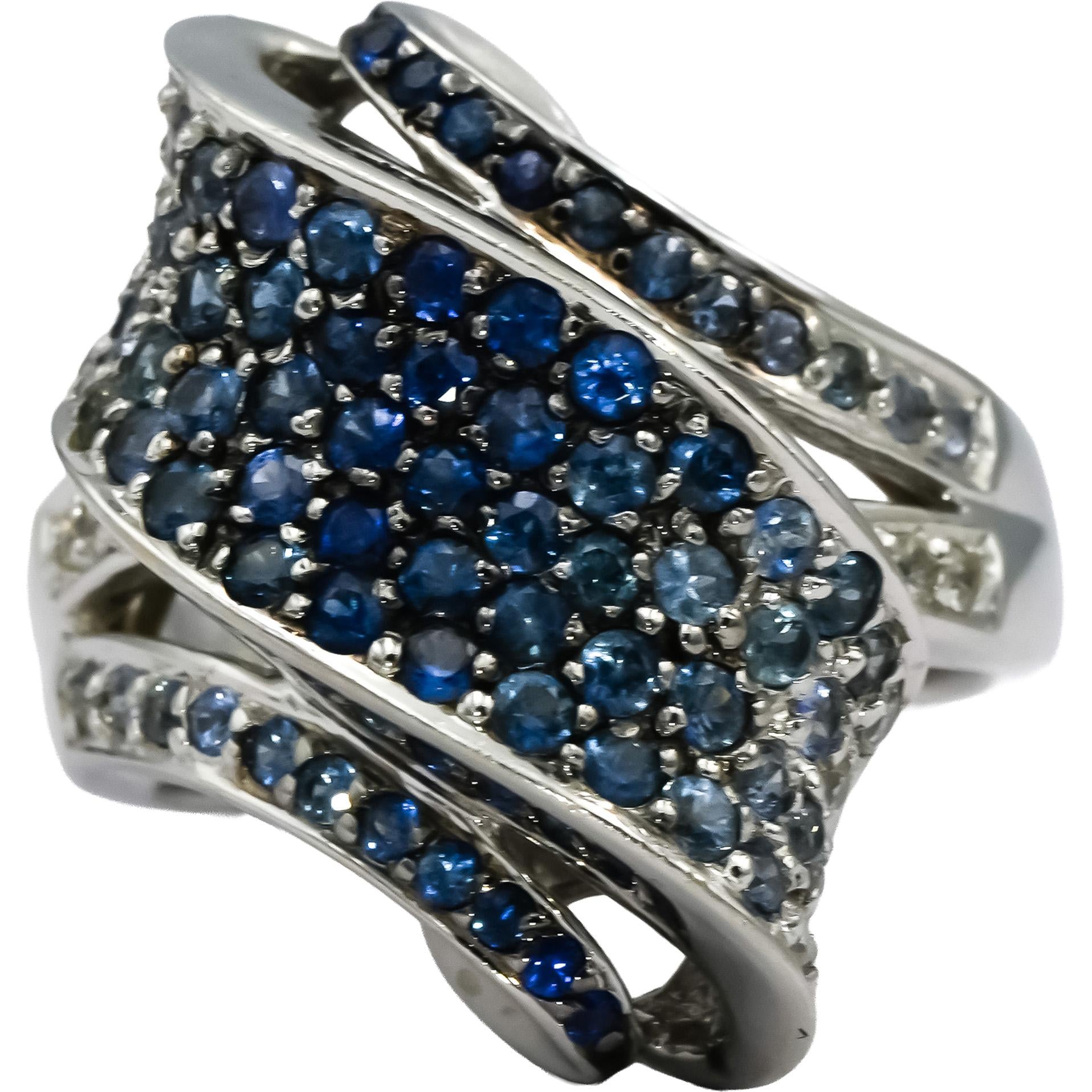 18k White Gold Multi Color Gemstone Cluster Cocktail Ring 2.0CT Size 7