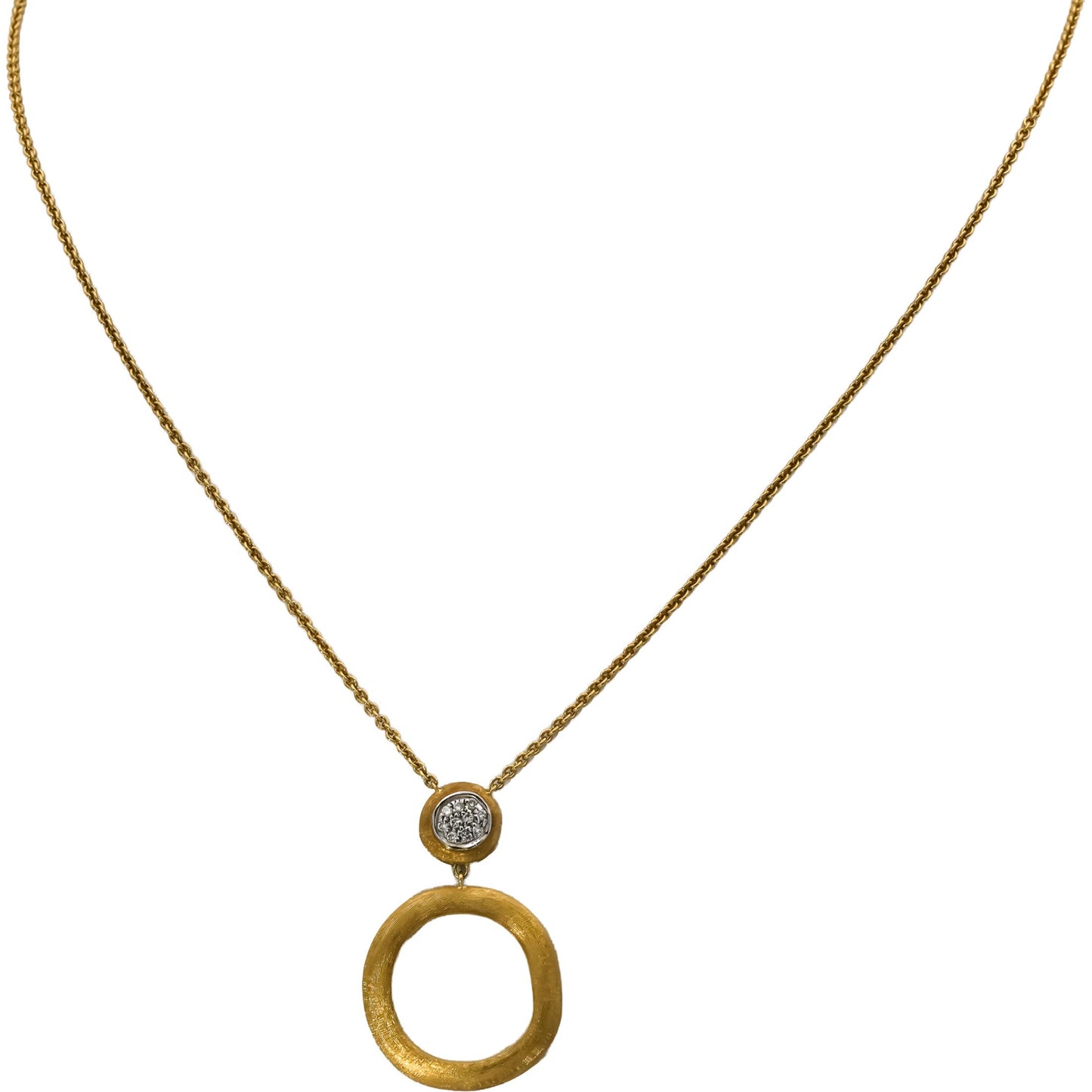 MARCO BICEGO 18k Yellow Gold Diamond Circle Pendant Necklace 0.08CT