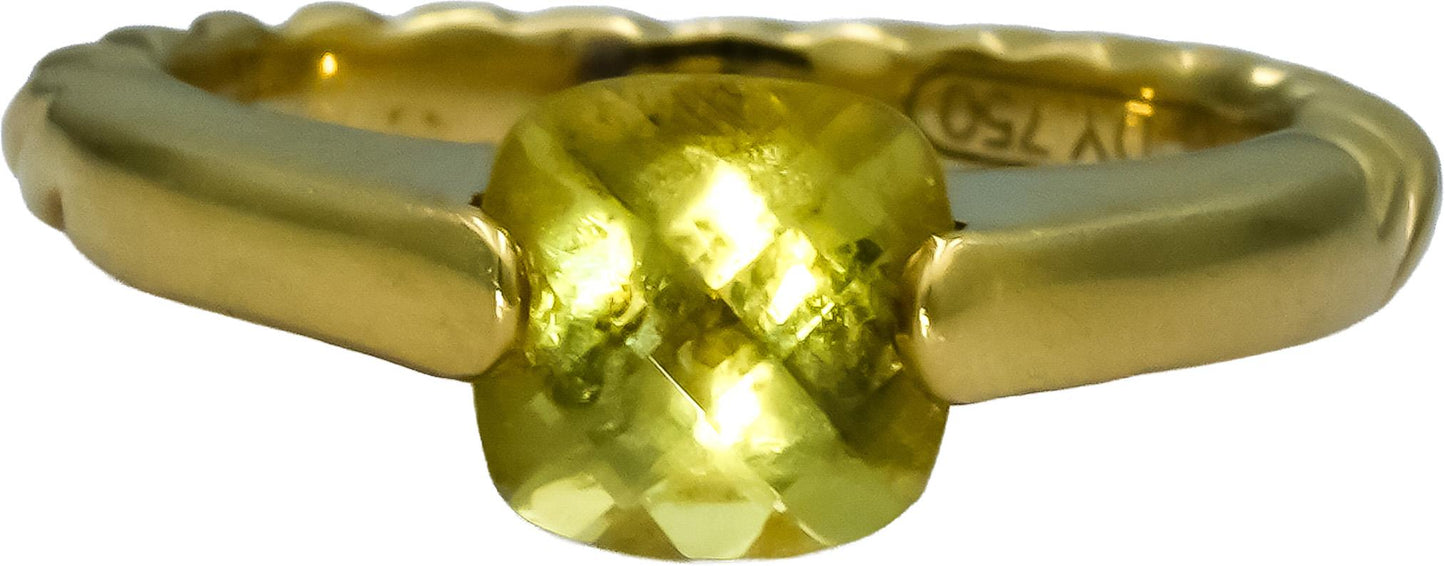 DAVID YURMAN 18k Yellow Gold Cushion Cut Peridot Cocktail Ring Size 6