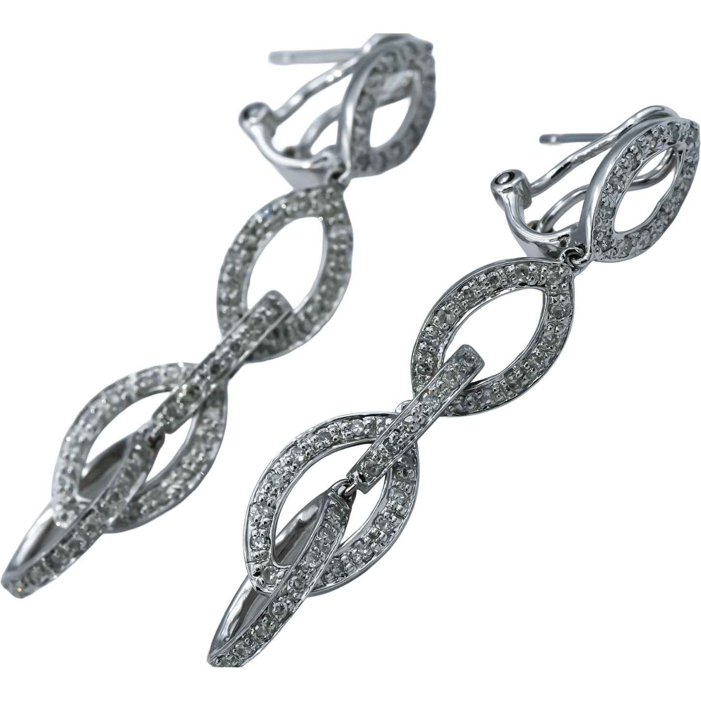 14k White Gold Round Diamond Drop Dangle Earrings 0.50CT