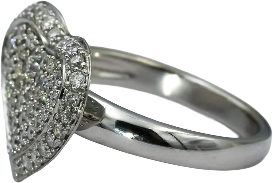 18k White Gold Round Diamond Cluster Heart Ring 1.0CT Size 8.25