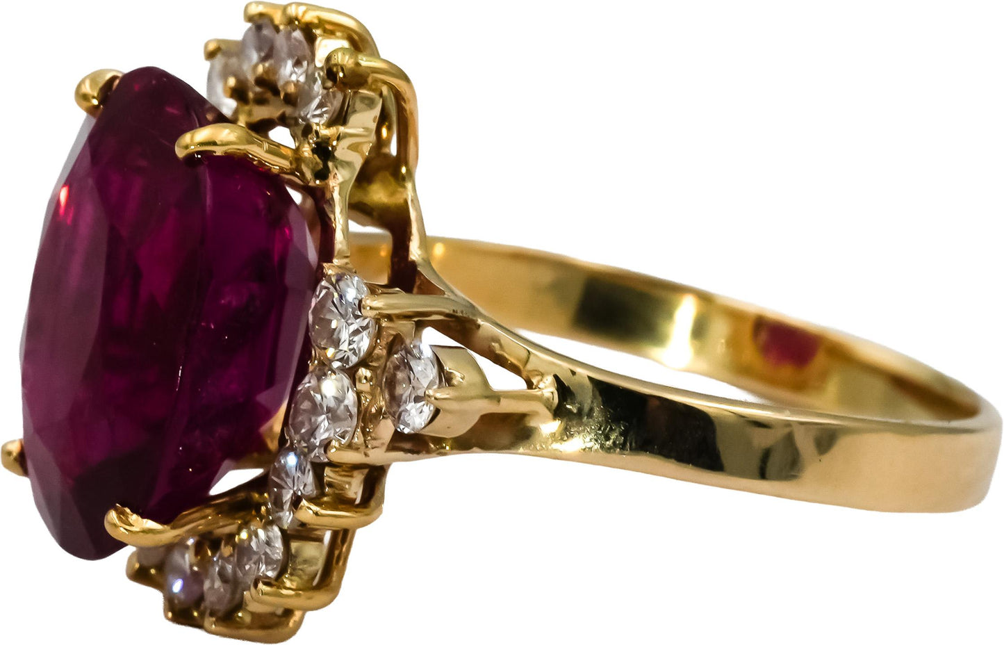 14k Yellow Gold VS Diamond and Pink Tourmaline Cocktail Ring 8.50CT Size 9