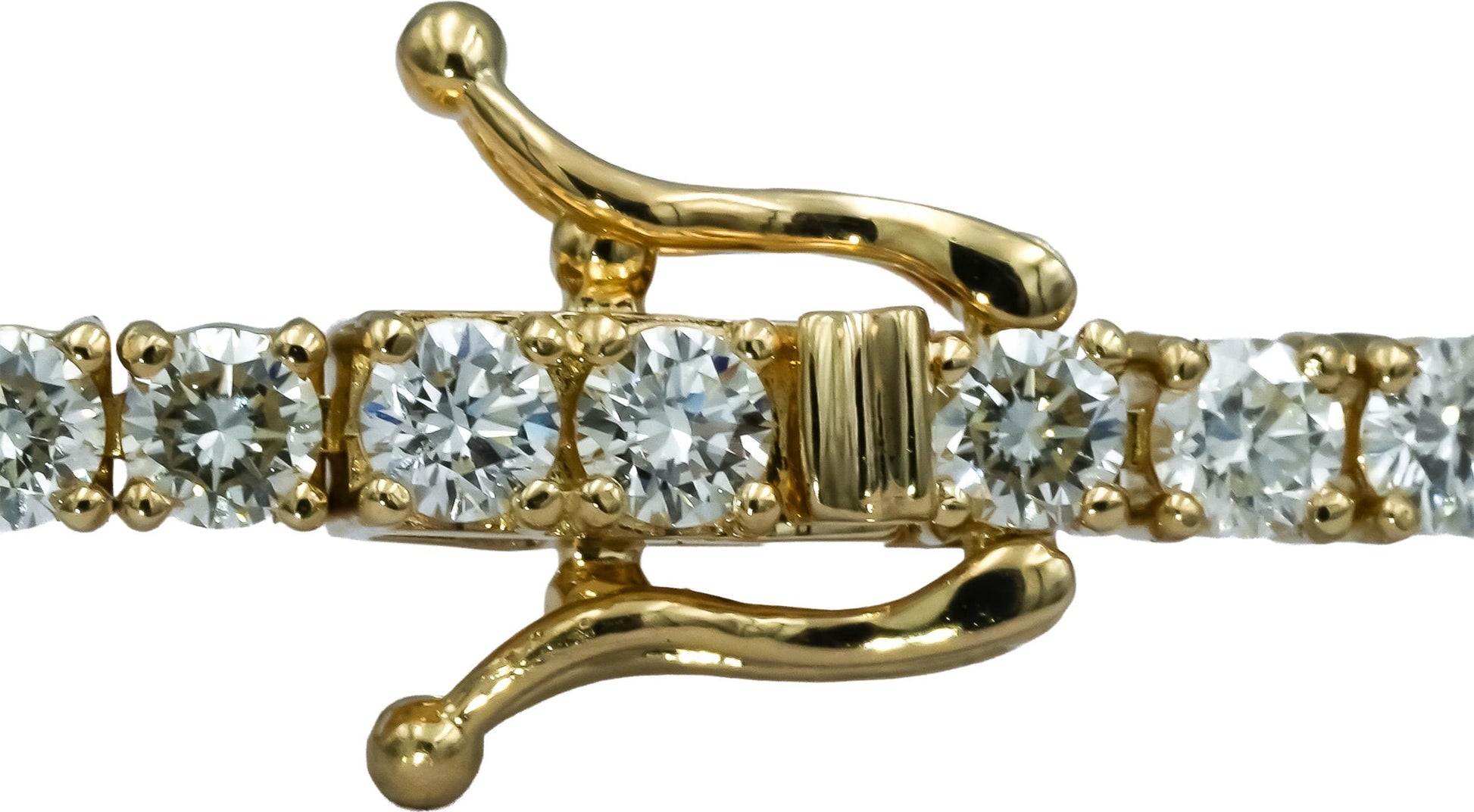 14k Yellow Gold VS Round Diamond Tennis Bracelet 5.38CT