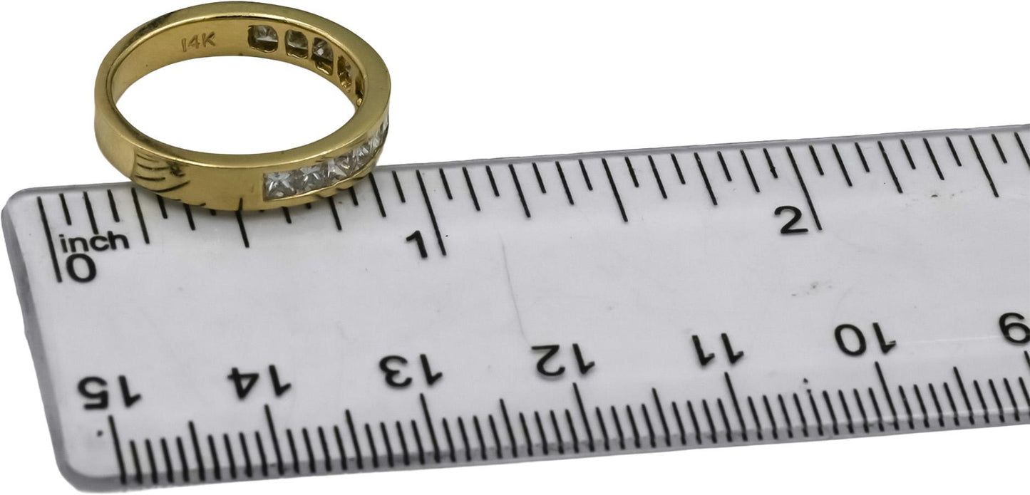14k Yellow Gold VS Princess Cut Channel Set Diamond Band Ring 1.10CT Size 6