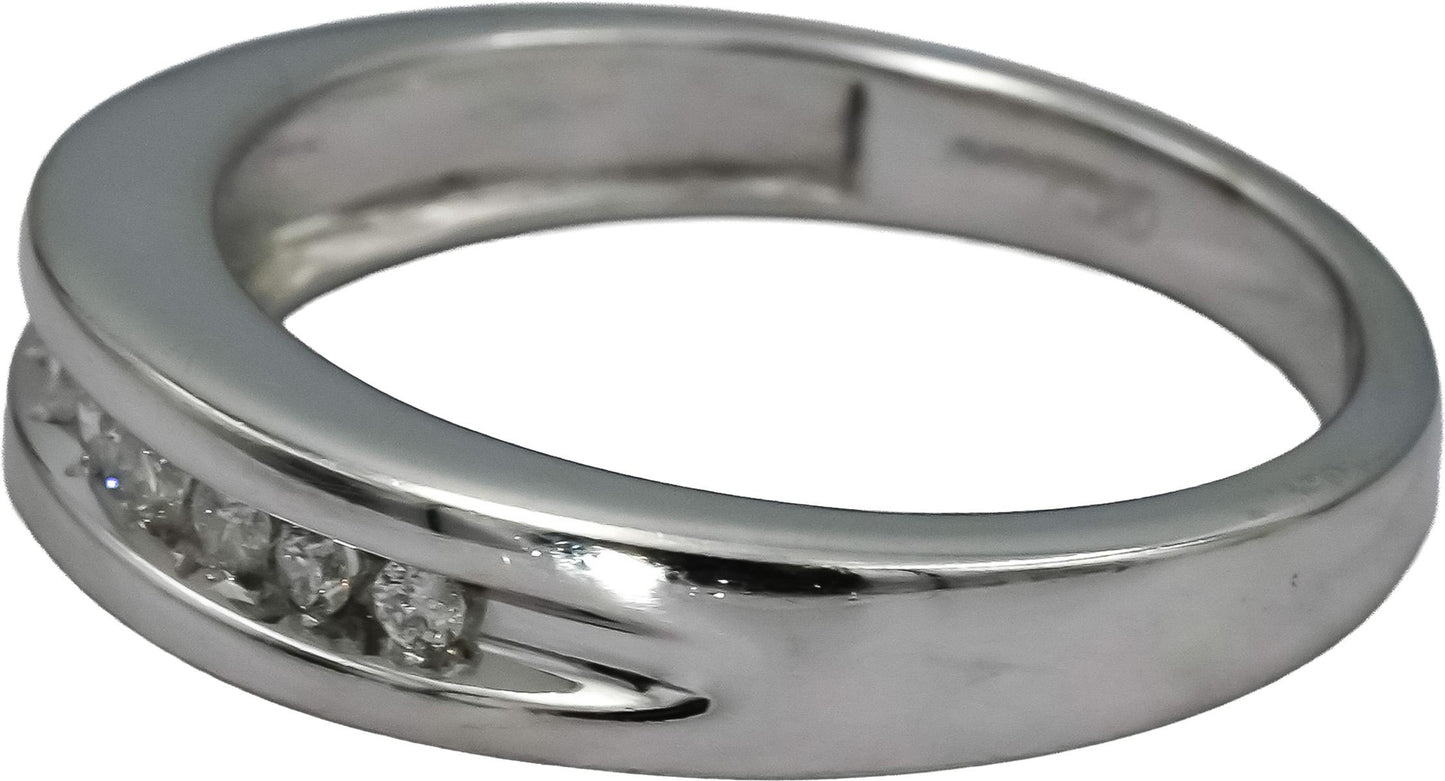 10k White Gold Round Channel Set Diamond Band Ring 0.15CT Size 7.25
