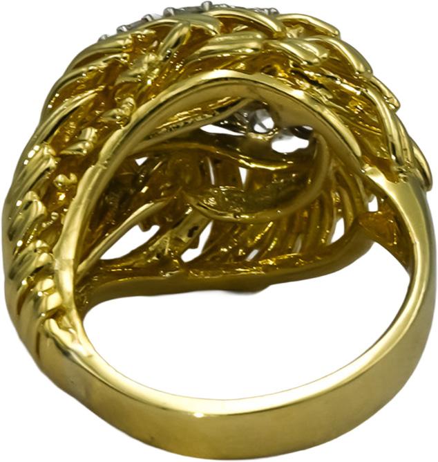 18k Yellow Gold Retro VS Round Diamond Cluster Cocktail Ring 0.75CT Size 5