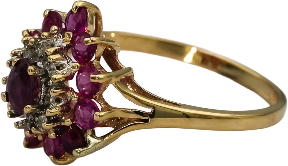 10k Yellow Gold Ruby Cocktail Ring 1.0CT Size 7.5 w/ Diamond Accents