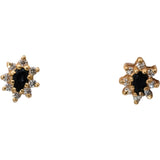 14k Yellow Gold Round Diamond Pear Cut Sapphire Stud Earrings 0.75CT