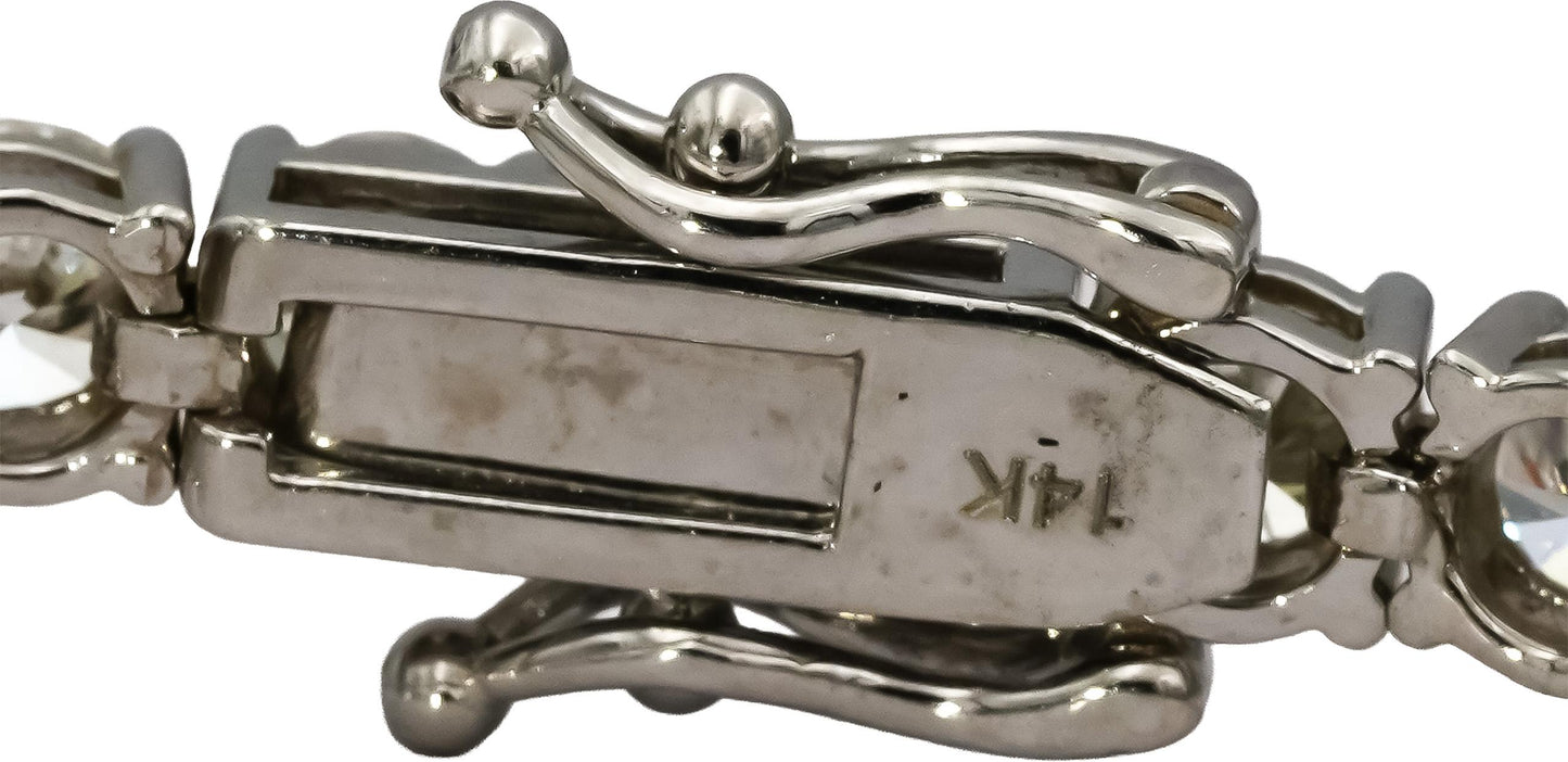 14k White Gold VS Round Diamond Tennis Bracelet 10.81CT