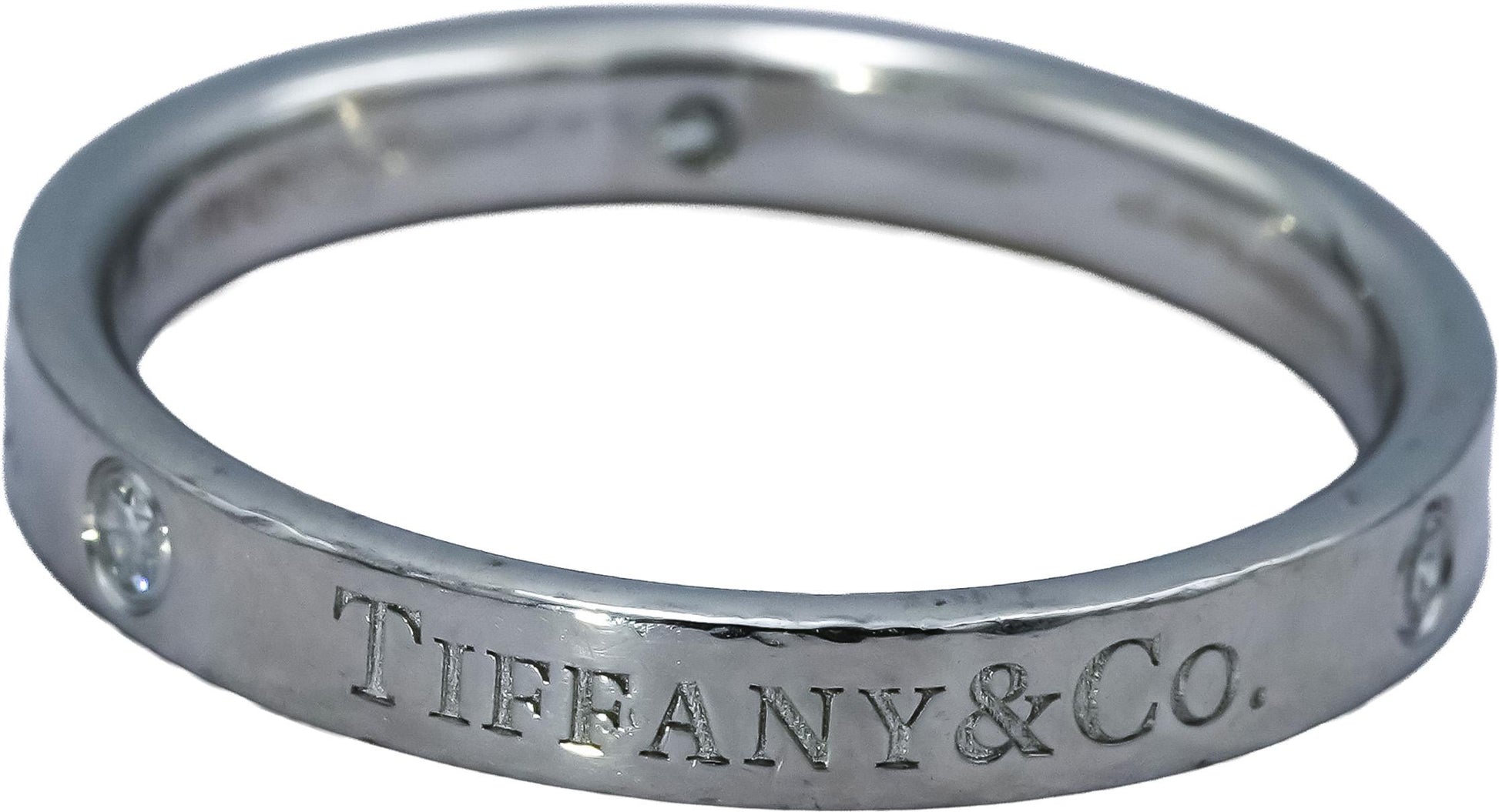 TIFFANY & CO. Platinum VS Round Diamond Band Ring 0.06CT Size 8.25