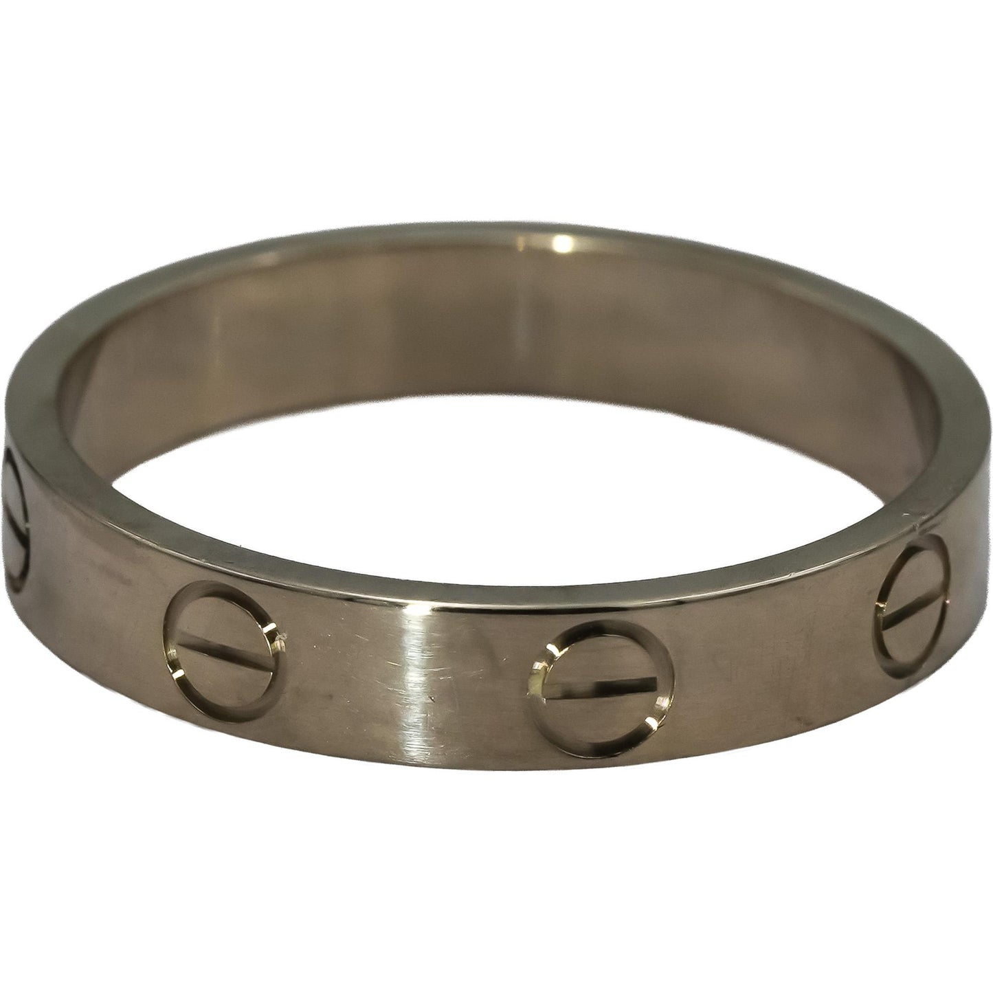 CARTIER 18k White Gold Love Screw Motif Ring Size 54 w/ Box