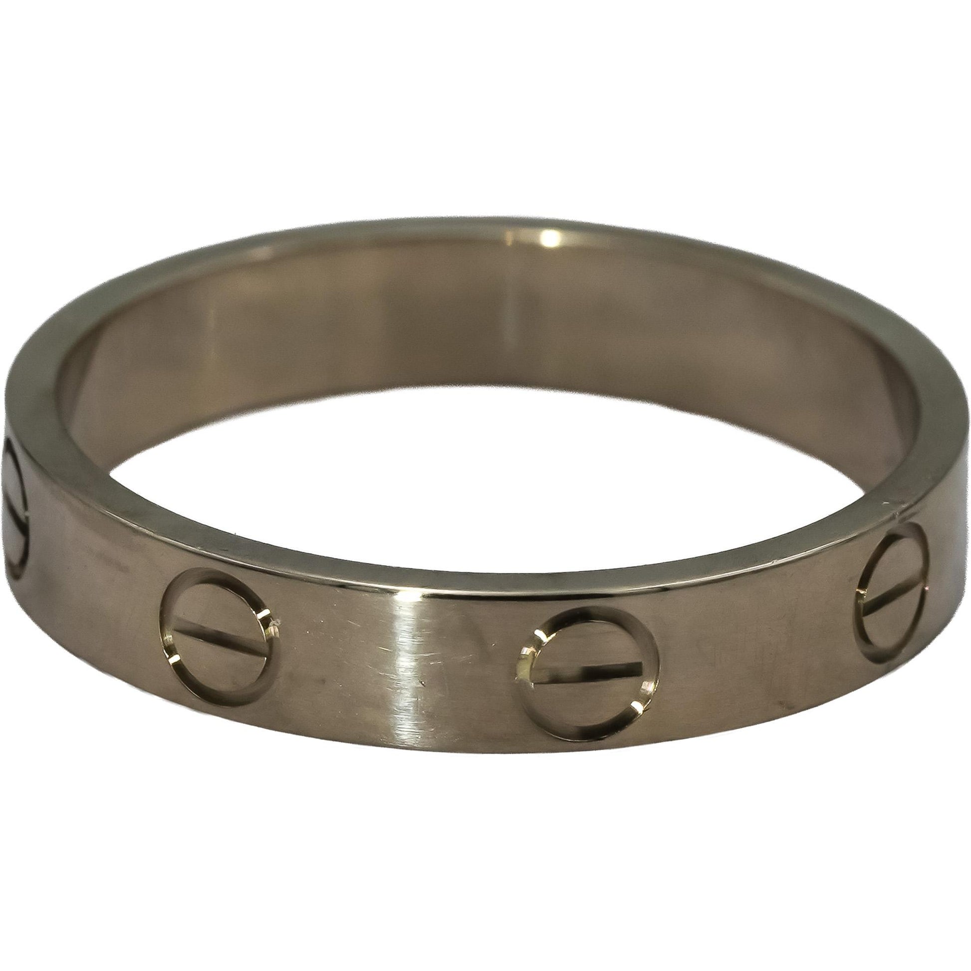 CARTIER 18k White Gold Love Screw Motif Ring Size 54 w/ Box