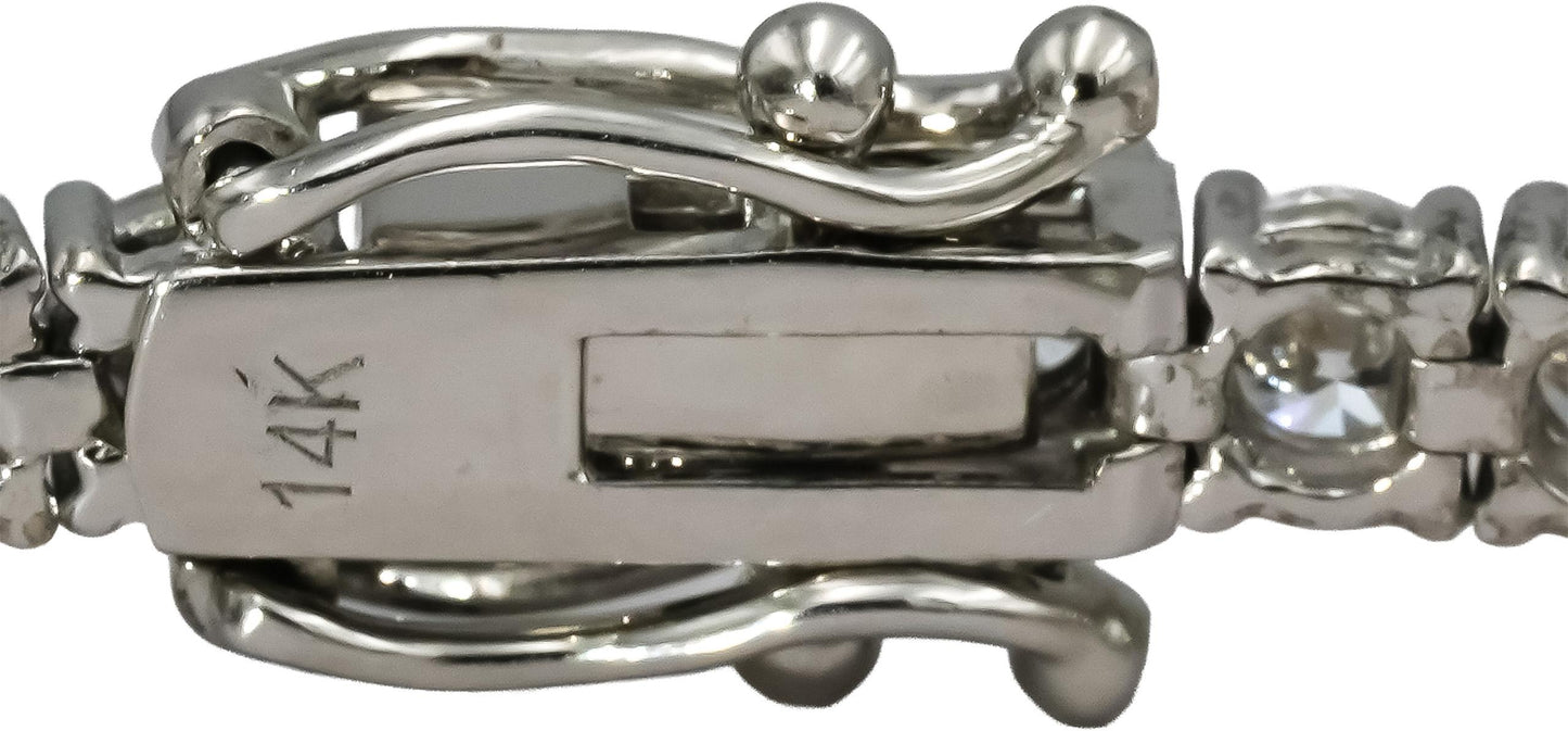 14k White Gold VS Round Lab-Grown Diamond Tennis Bracelet 6.72CT