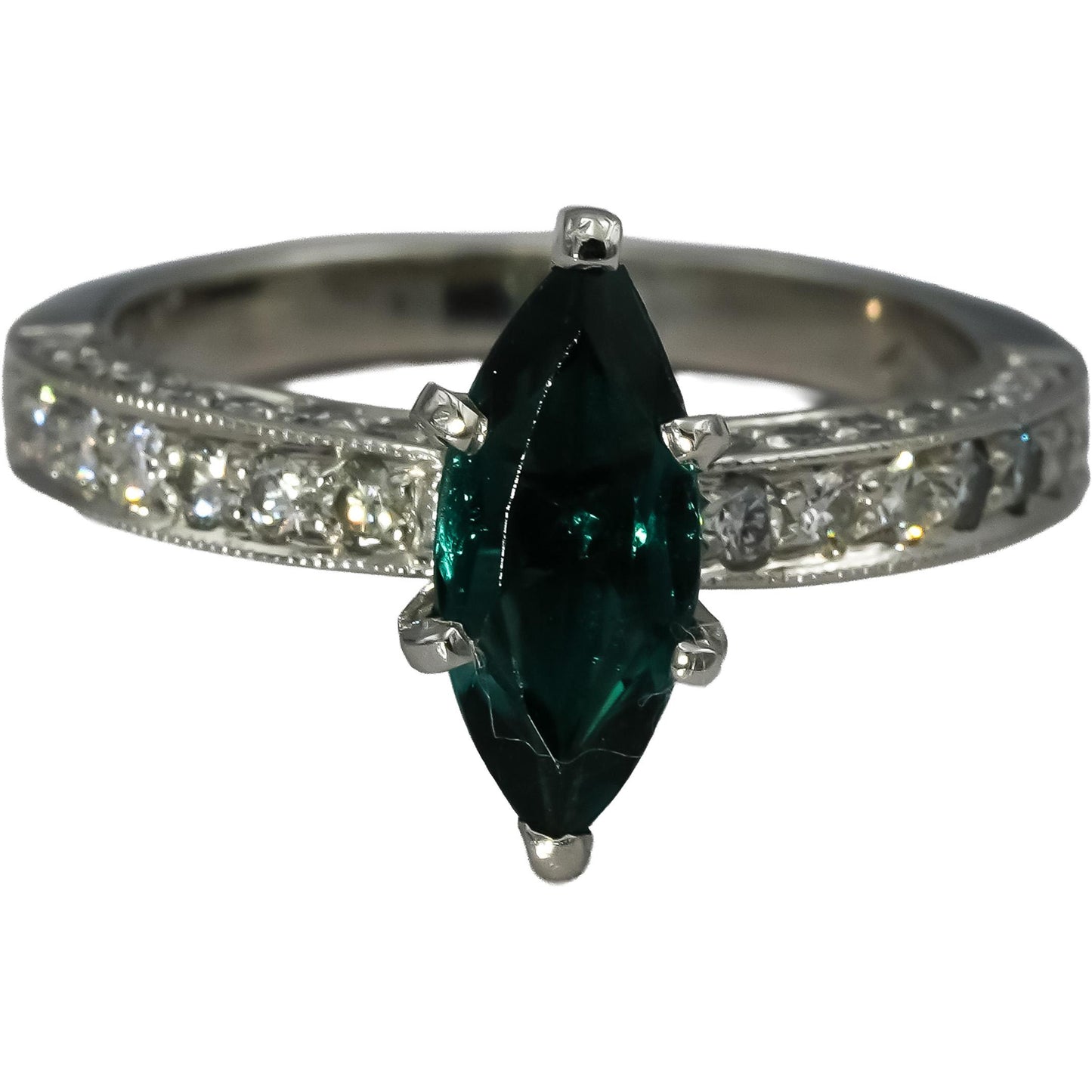 Platinum Diamond and Tourmaline Cocktail Ring 1.55CT Size 5.75