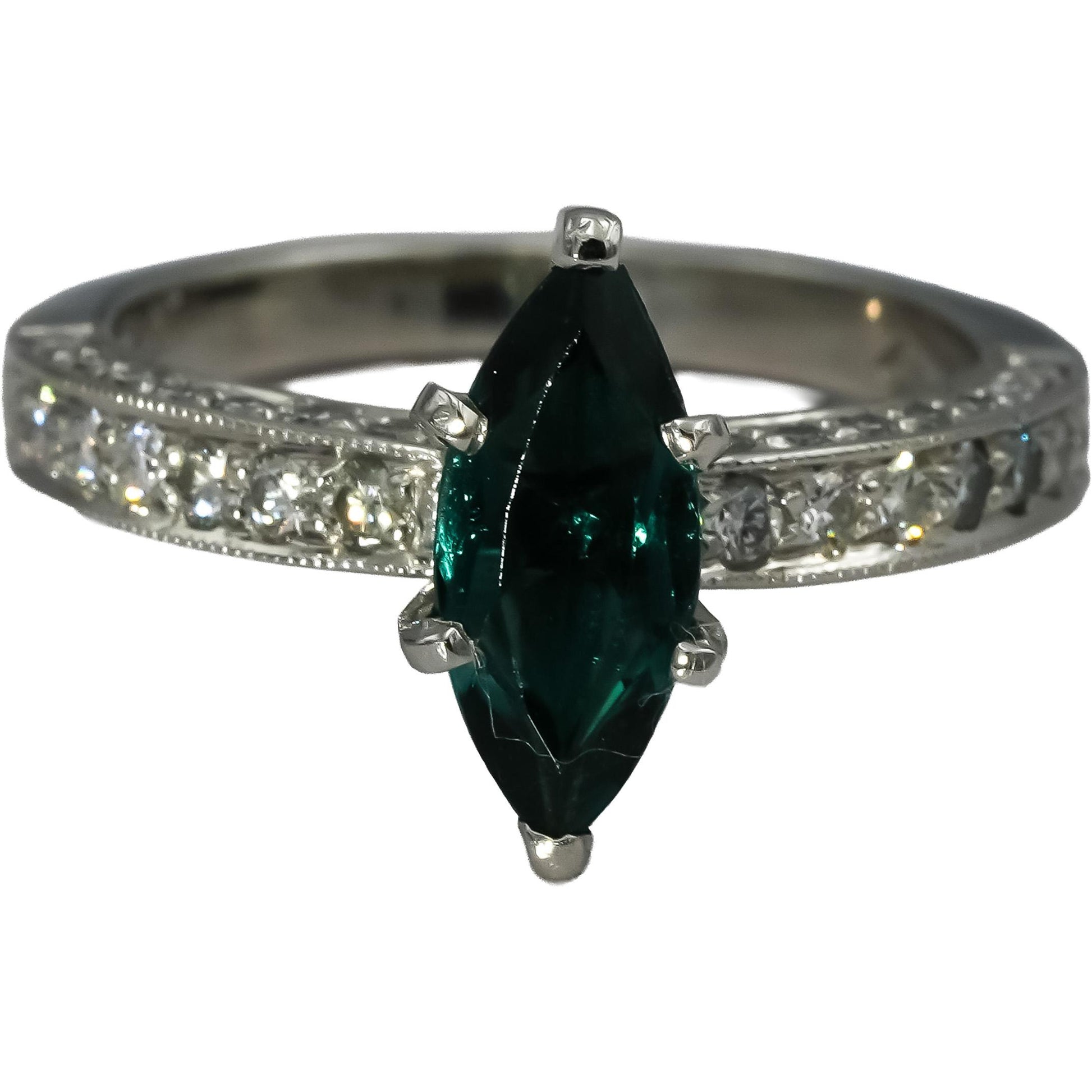 Platinum Diamond and Tourmaline Cocktail Ring 1.55CT Size 5.75