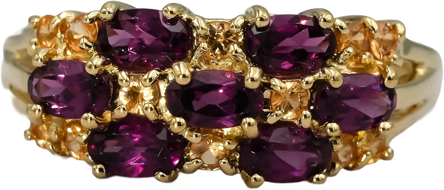 14k Yellow Gold Tourmaline and Citrine Band Ring 1.35CT Size 11