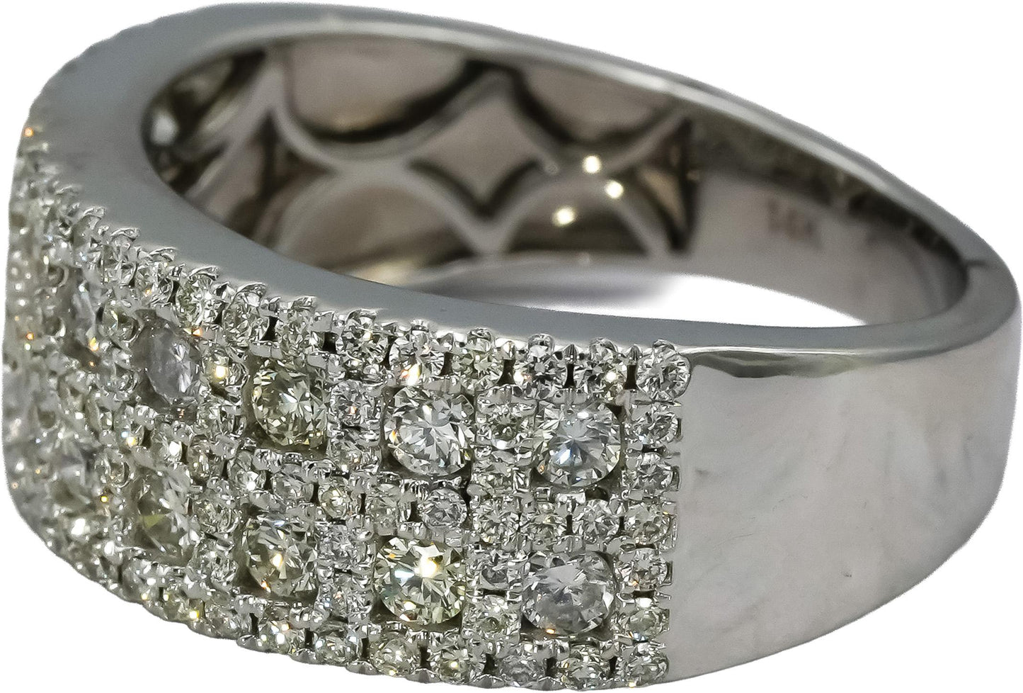14k White Gold Round Diamond Cluster Band Ring 1.0CT Size 8