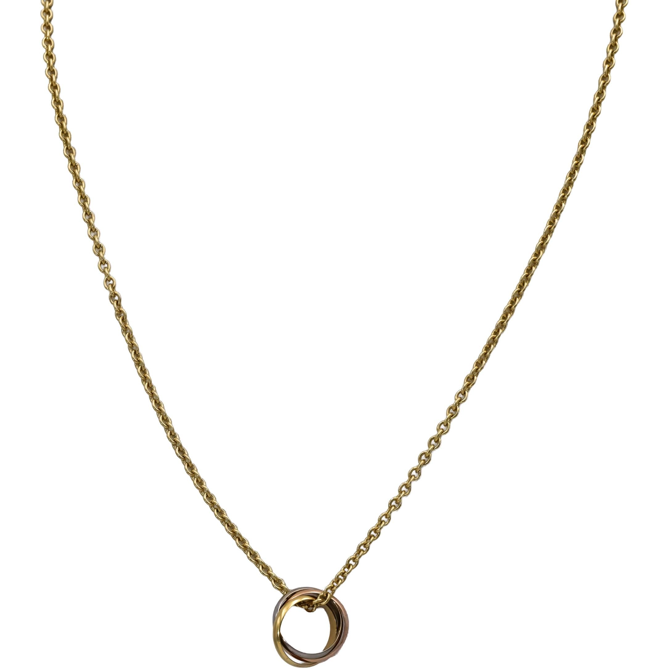 CARTIER 18k Yellow White Rose Gold Intertwined Bands Trinity Necklace