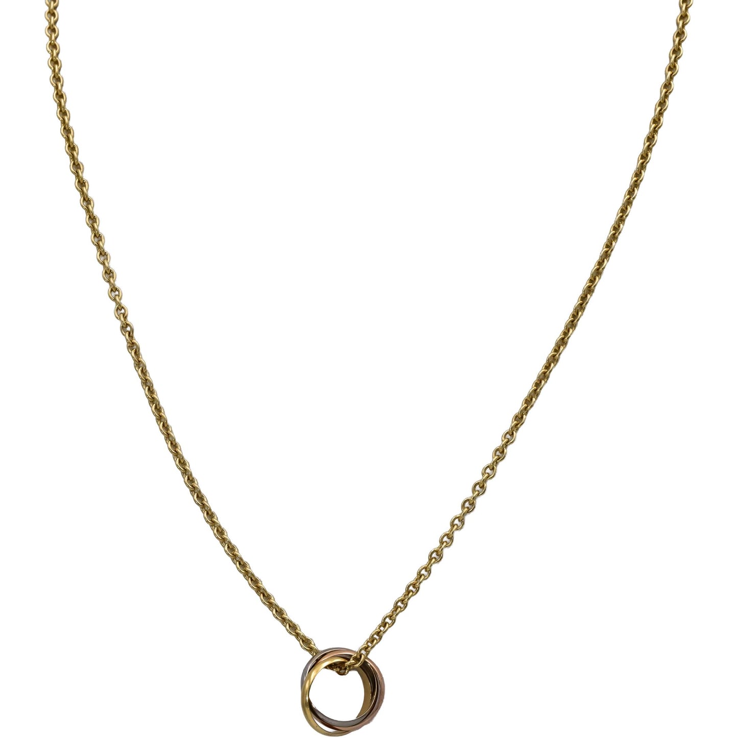 CARTIER 18k Yellow White Rose Gold Intertwined Bands Trinity Necklace