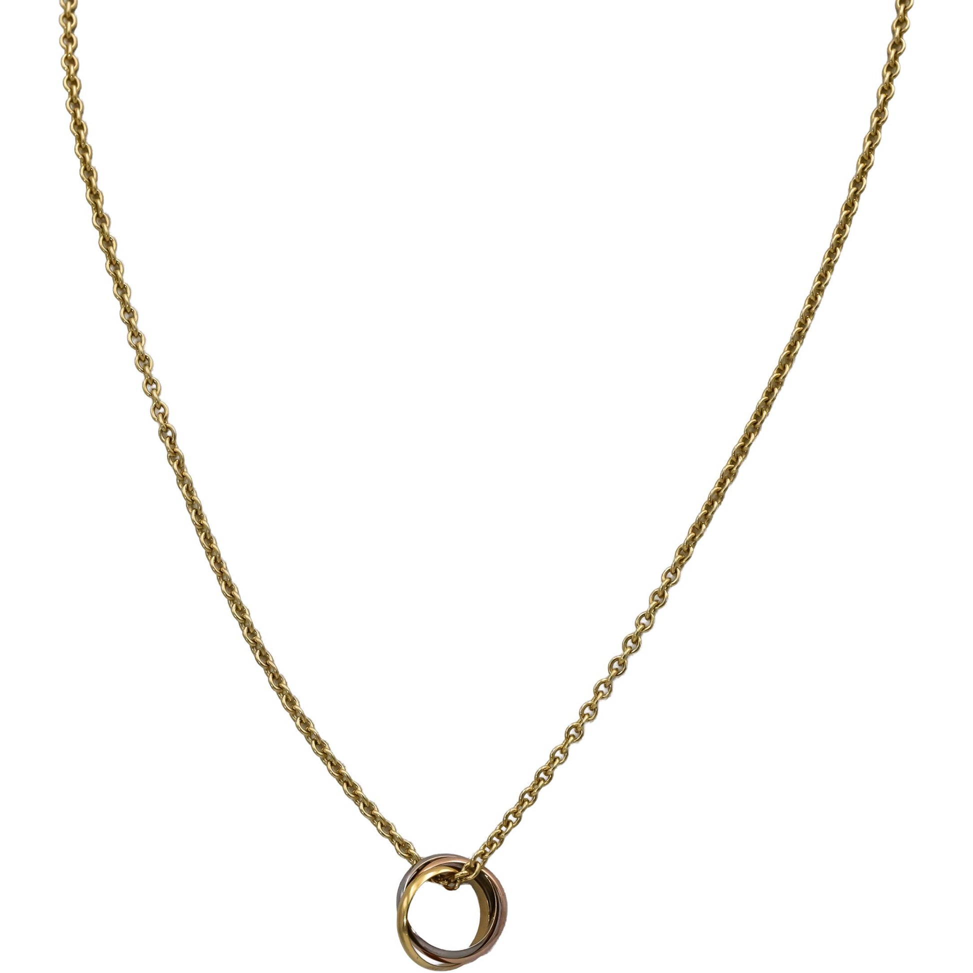 CARTIER 18k Yellow White Rose Gold Intertwined Bands Trinity Necklace