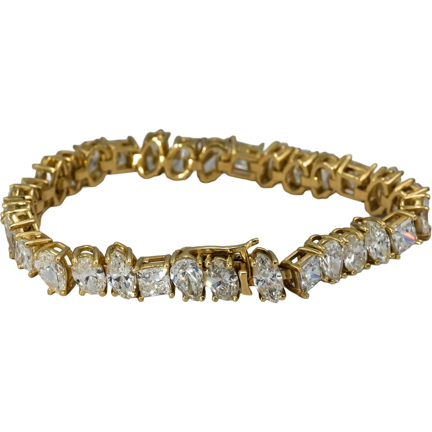 14k Yellow Gold Mixed Cut Lab-Grown Diamond Link Bracelet 16.71CT
