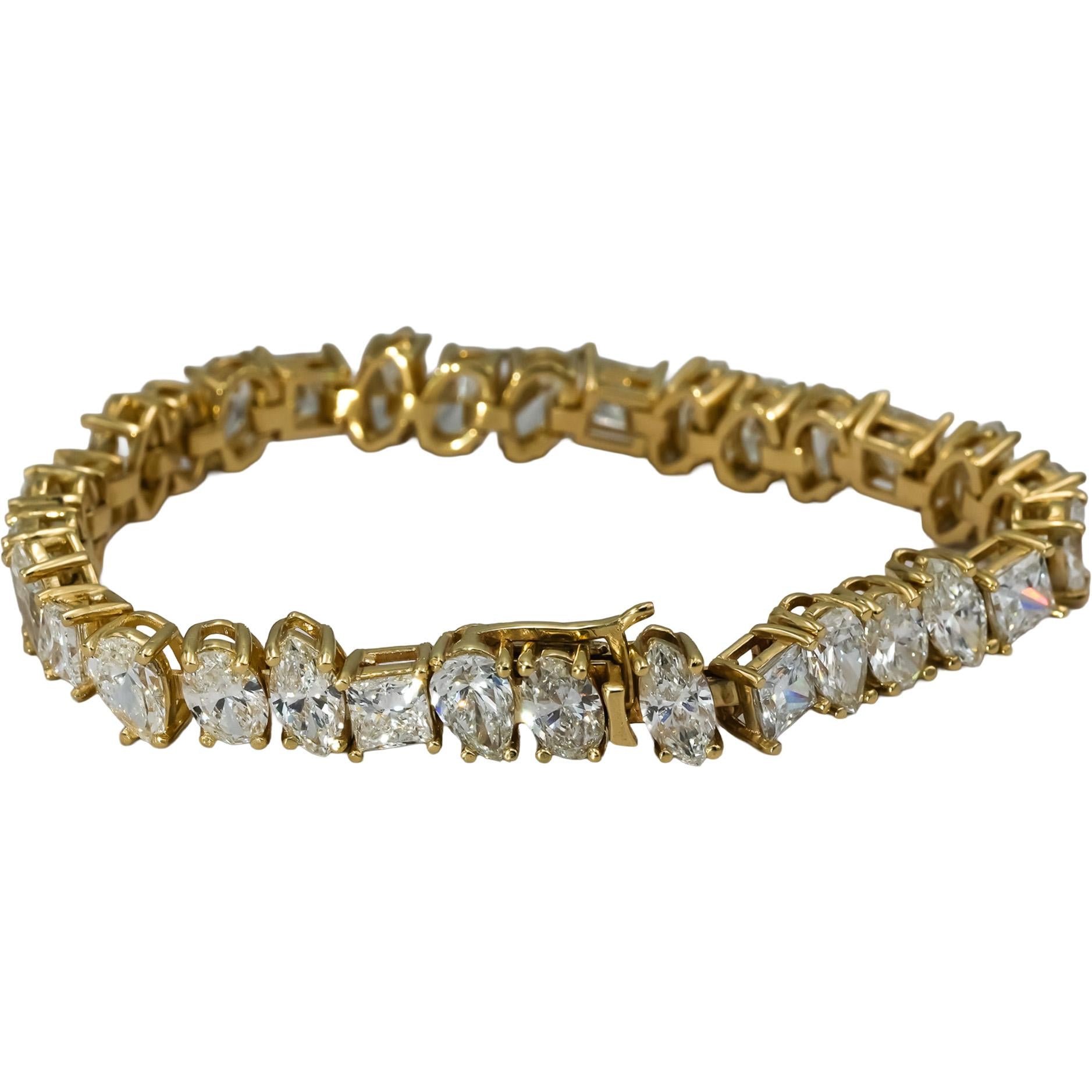 14k Yellow Gold Mixed Cut Lab-Grown Diamond Link Bracelet 16.71CT