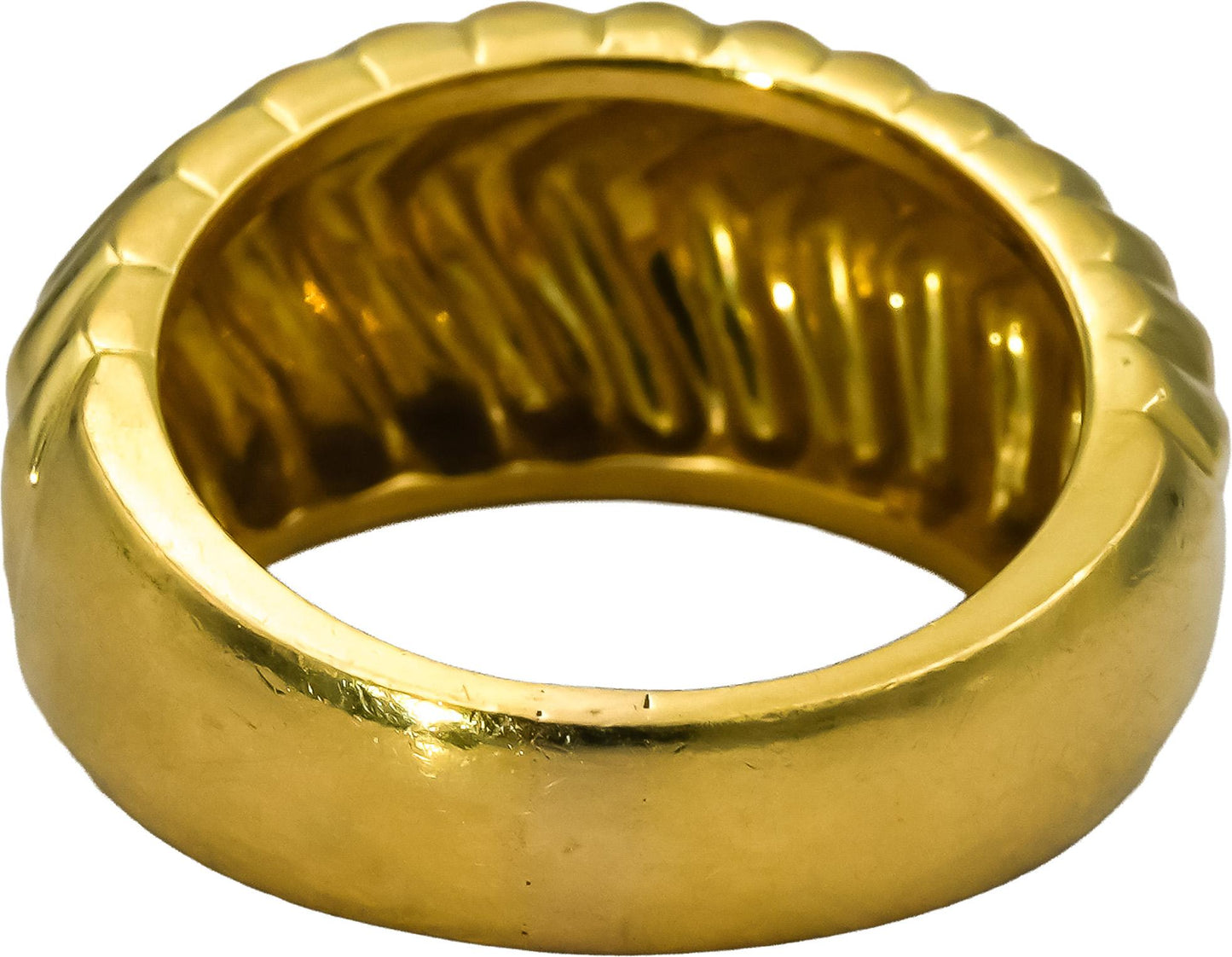 1998 TIFFANY & CO. 18k Yellow Gold Textured Fluted Dome Band Ring Size 5
