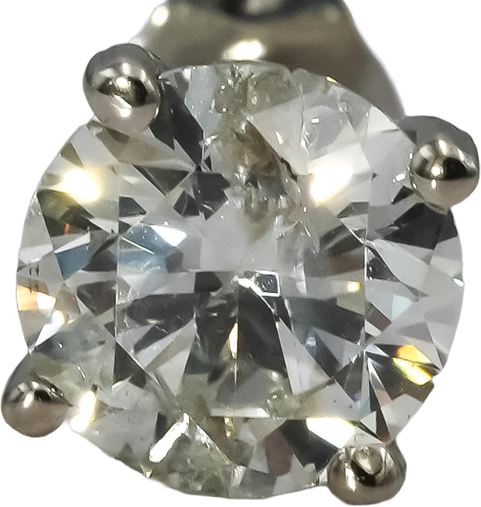 14k White Gold Round Diamond Martini Setting Stud Earrings 1.40CT