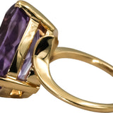 14k Yellow Gold Oval Cut Amethyst Solitaire Ring 15.0CT Size 5.75