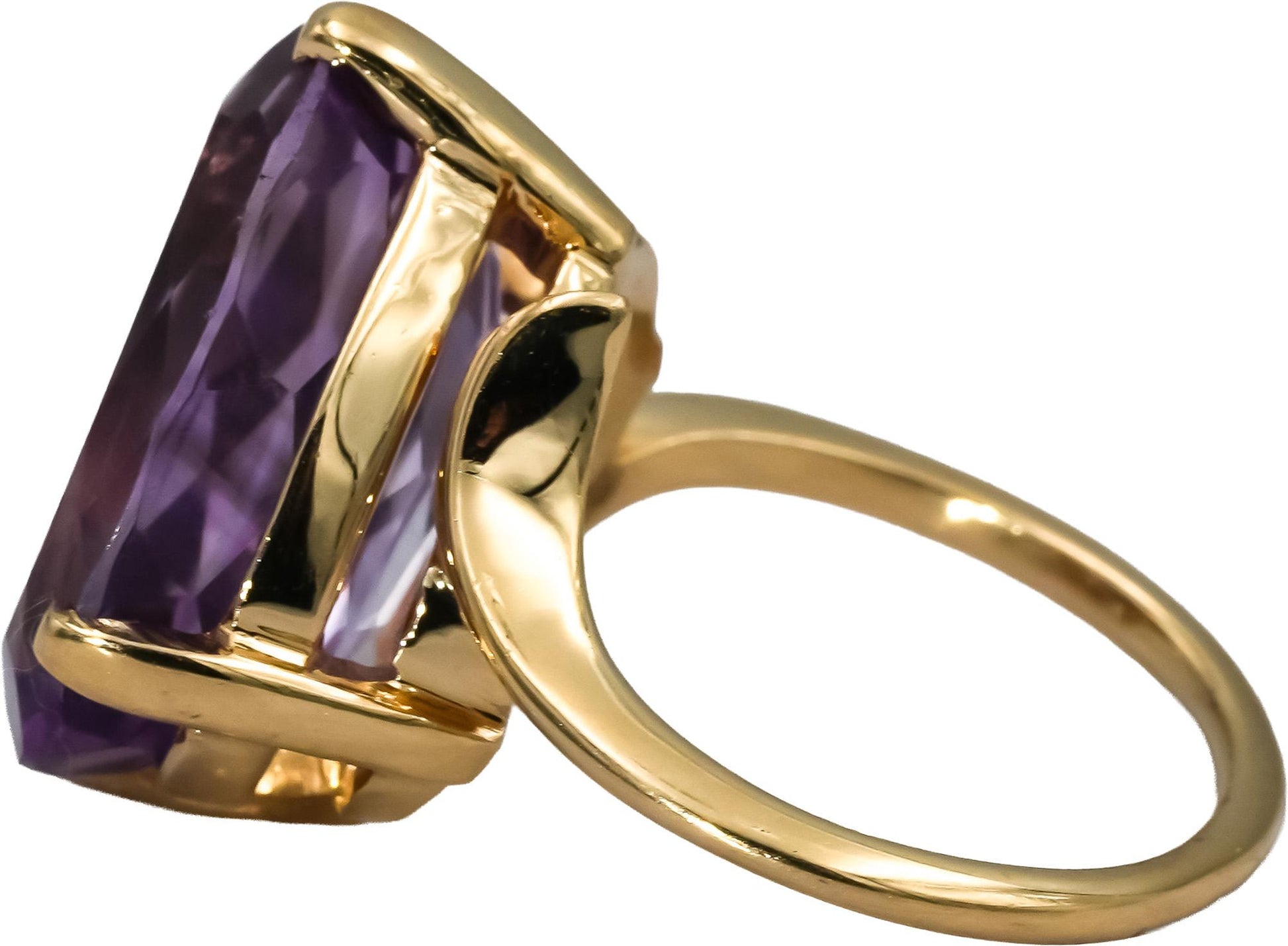 14k Yellow Gold Oval Cut Amethyst Solitaire Ring 15.0CT Size 5.75