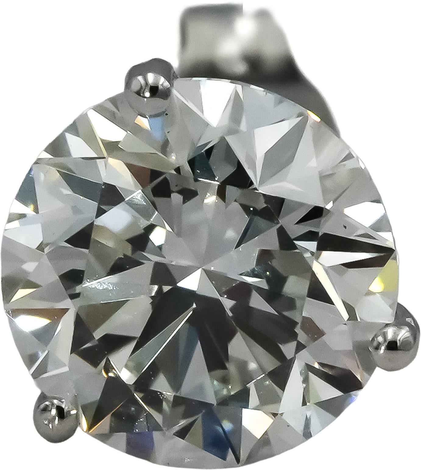 IGI Certified 14k White Gold VS2/E-F Lab-Grown Diamond Stud Earrings 4.0CT