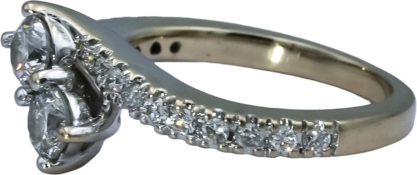 14k White Gold Round Diamond Bypass Ring 0.75CT Size 4