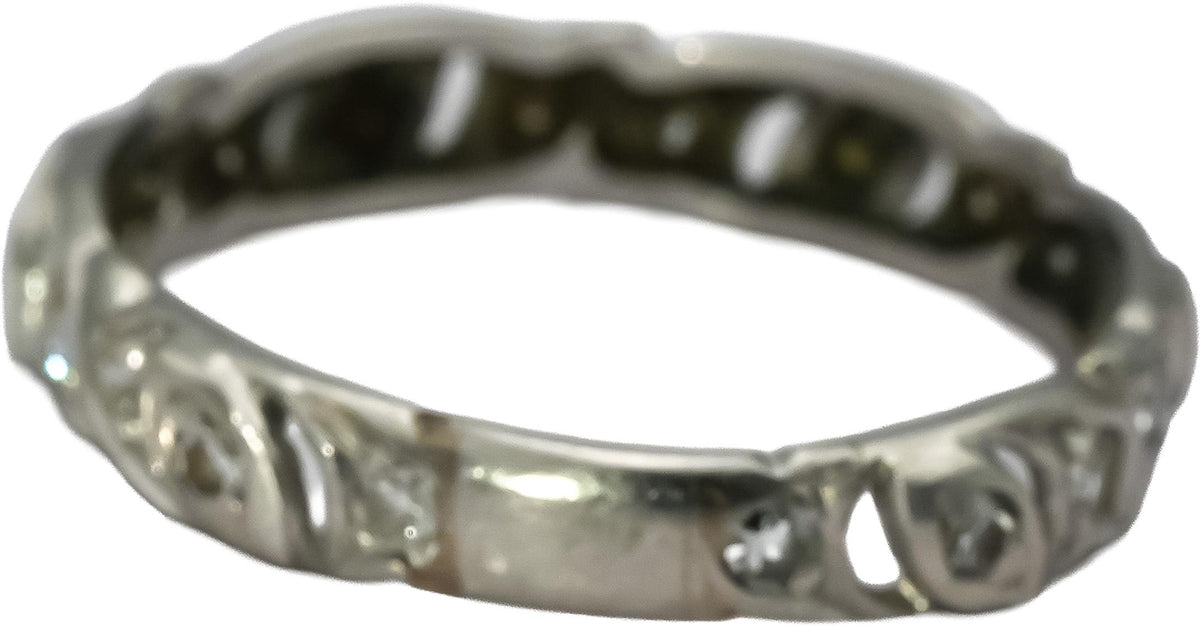 Vintage Art Deco Platinum VS Single Cut Diamond Band Ring 0.25CT Size 9.25
