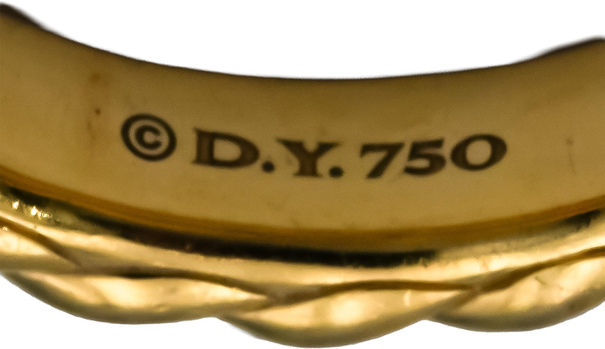 DAVID YURMAN 18k Yellow Gold Diamond Sculpted Cable Band Ring 0.39CT Size 7