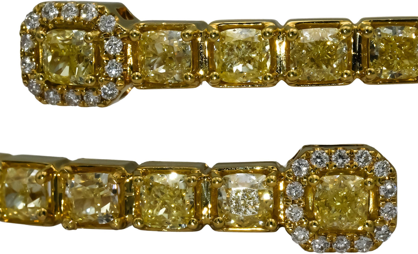 18k Yellow Gold VS White & Light Yellow Diamond Bypass Bangle Bracelet 5.5-6.0CT