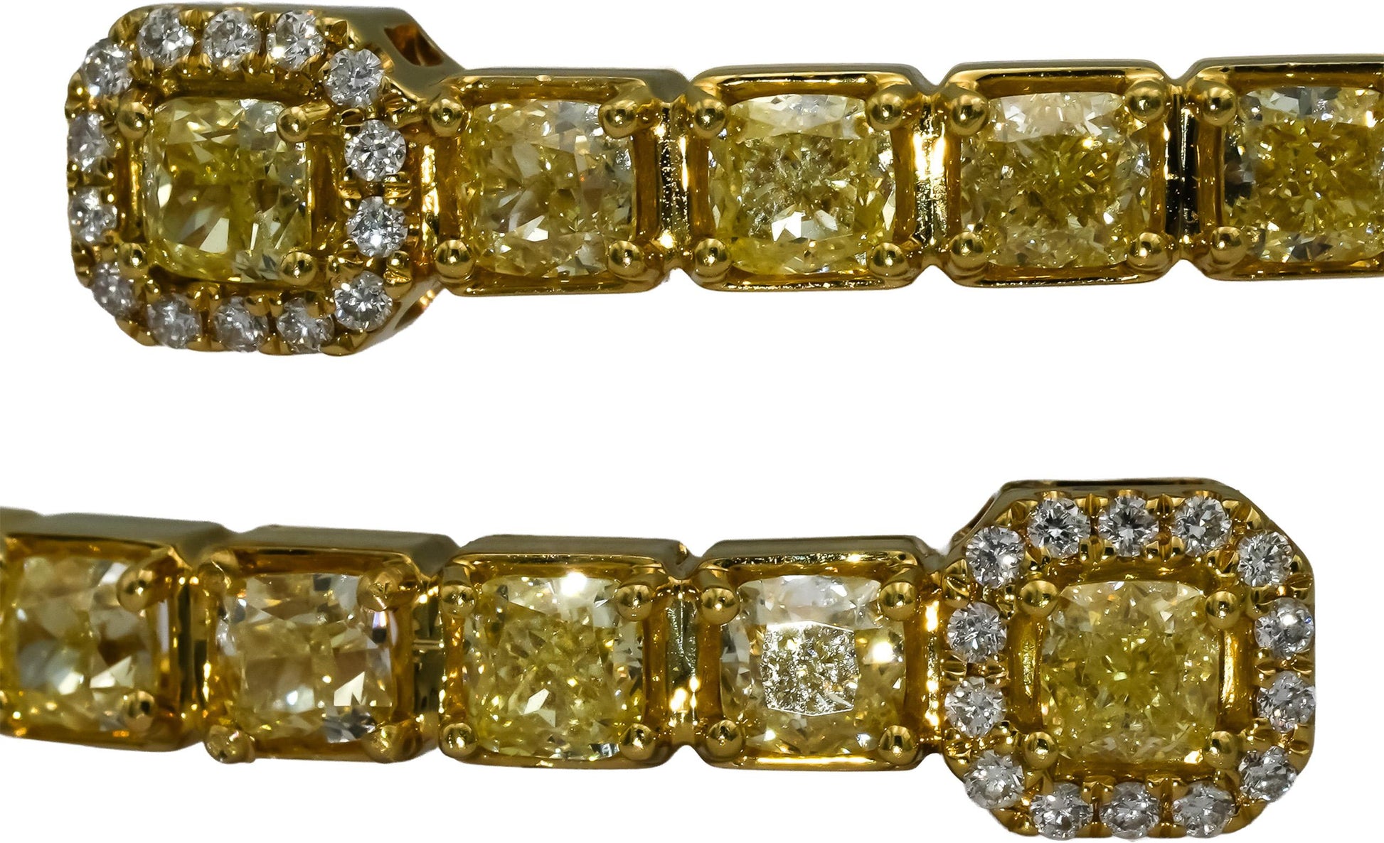 18k Yellow Gold VS White & Light Yellow Diamond Bypass Bangle Bracelet 5.5-6.0CT