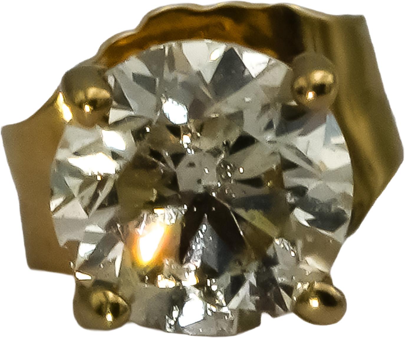 14k Yellow Gold Round Diamond Stud Earrings 0.64CT